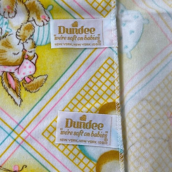 Dundee Receiving Swaddle Blanket Sleeping Bunny Rabbits Yellow 29" x 40" - Picture 6 of 8